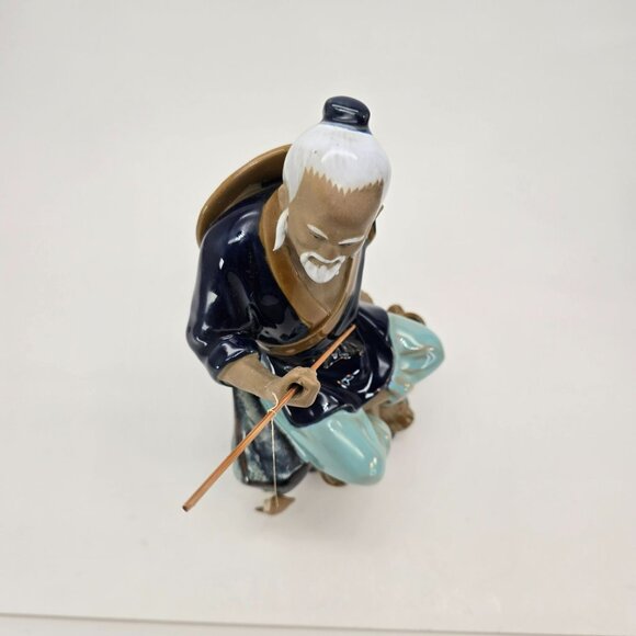 Mudman Figurine Elderly Fisherman On Rock Holding Fishing Rod Vintage Art JE137 - Picture 9 of 10